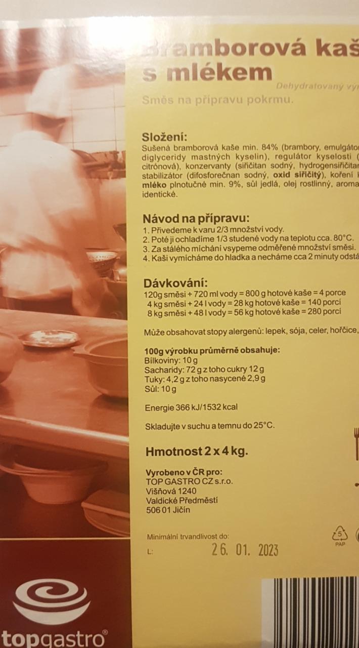 Fotografie - Bramborová kaše s mlékem Topgastro