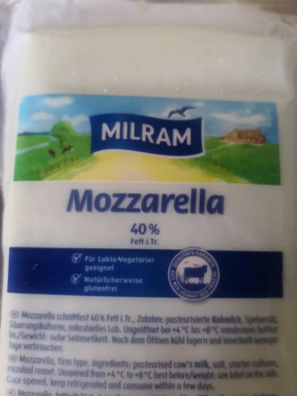 Fotografie - Mozzarella 40% fett Milram