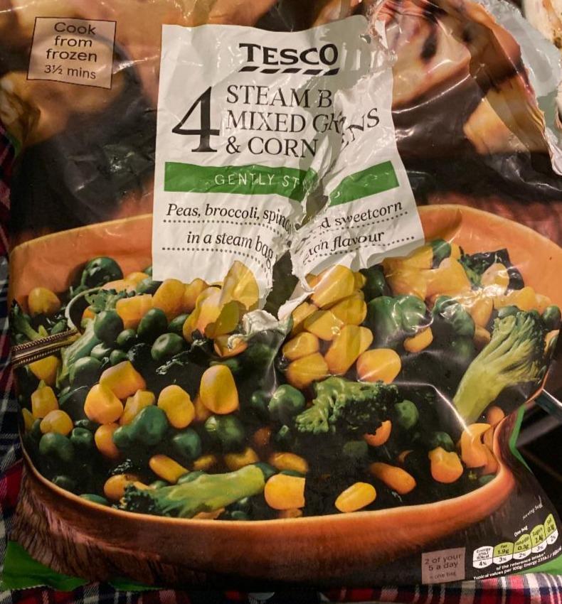 Fotografie - 4 Steam Bags Mixed Greens & Corn Tesco