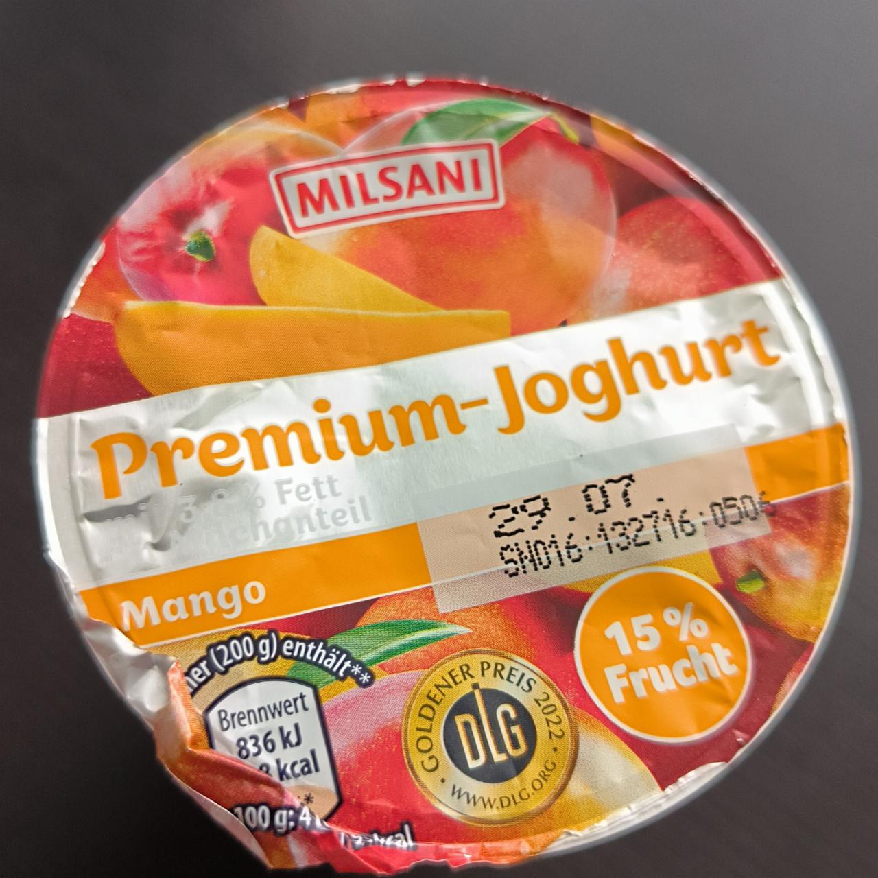 Fotografie - Premium Joghurt Mango 15% Frucht Milsani