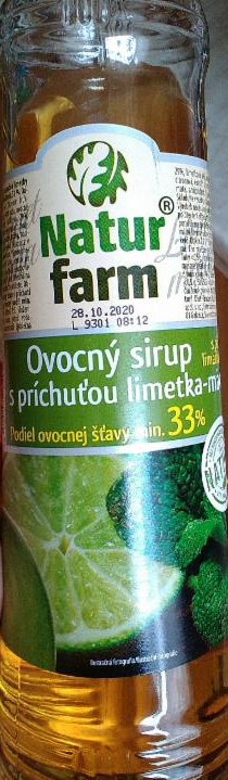 Fotografie - Ovocný sirup s příchutí limetka-máta Natur Farm