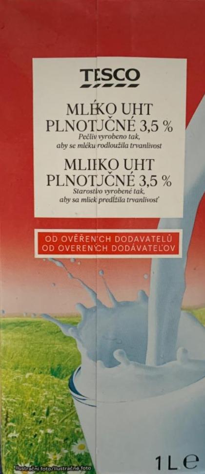 Fotografie - Mléko UHT plnotučné 3,5% Tesco