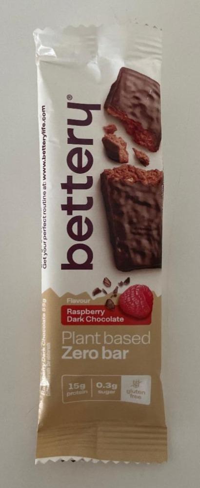 Fotografie - Raspberry Dark Chocolate Plant based Zero Bar Bettery