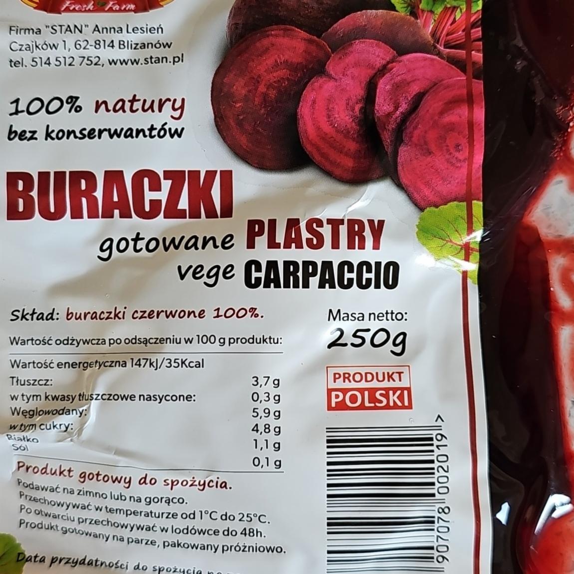 Fotografie - Buraczki gotowe plastry carpaccio vege STAN