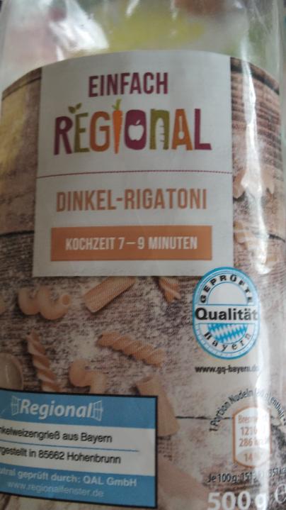 Fotografie - REGIONAL dinkel fusilli -Aldi