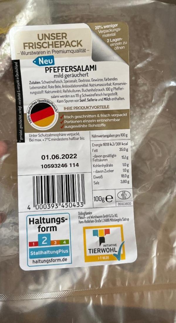 Fotografie - Unser Frischepack Pfeffersalami,mild geräuchert