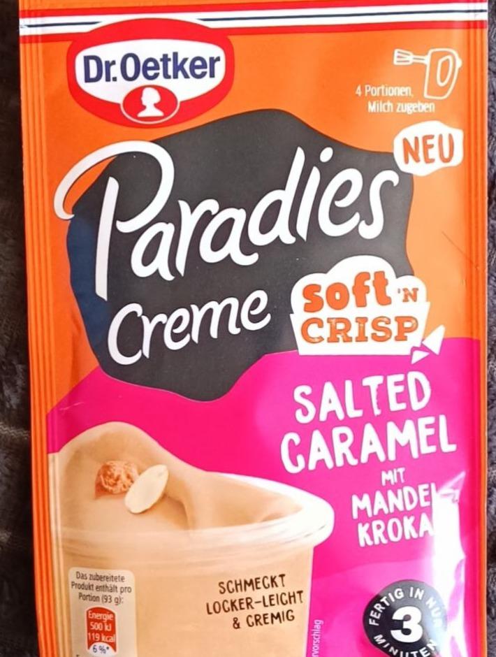 Fotografie - Paradies Creme soft'n crisp Salted Caramel mit Mandelkrokant Dr.Oetker