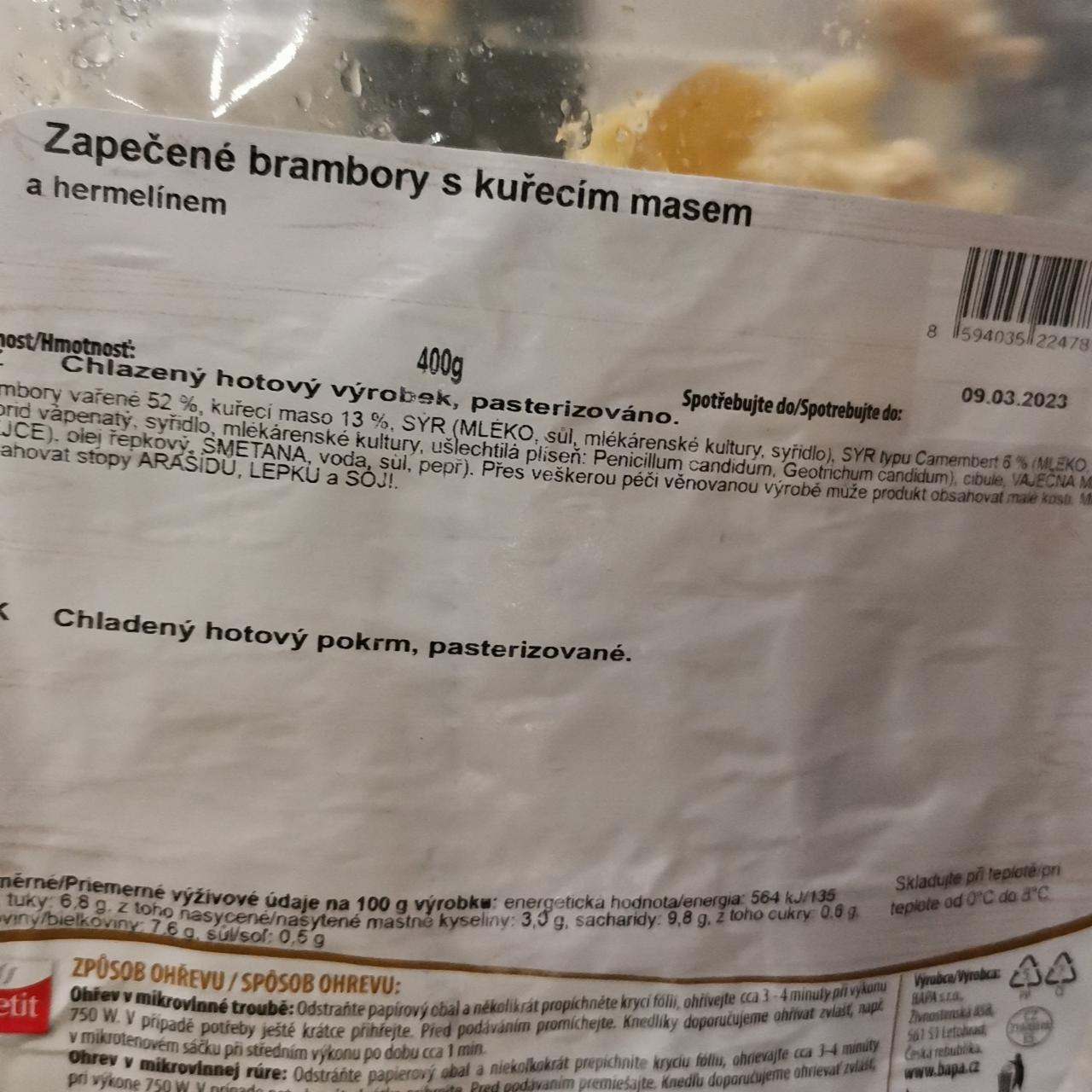 Fotografie - Zapečené brambory s kuřecím masem a hermelínem Apetit