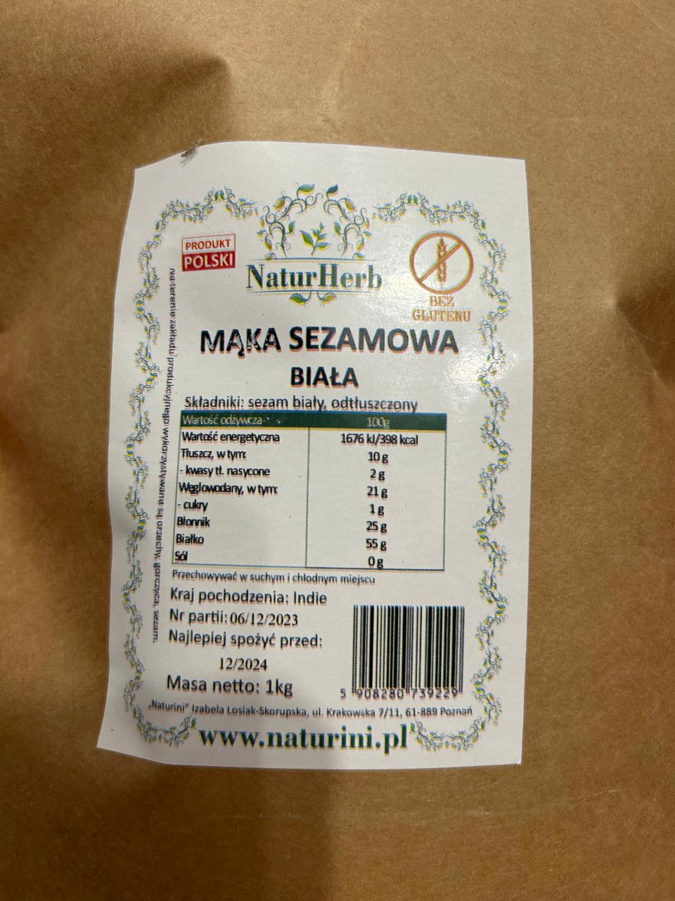 Fotografie - Mąka sezamowa biała NaturHerb