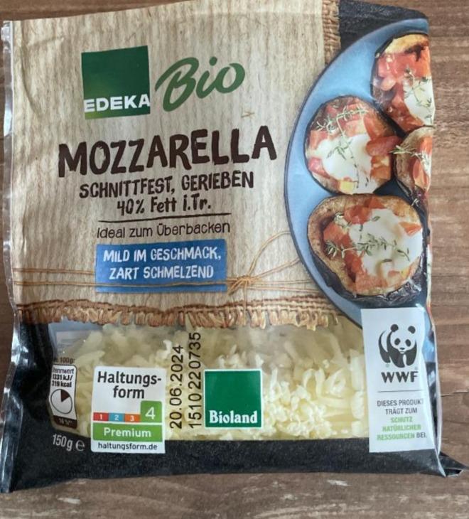 Fotografie - Mozzarella schnittfest, gerieben 40% fett Edeka Bio