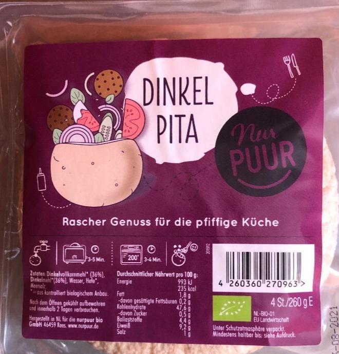 Fotografie - Dinkel Pita Nur Puur