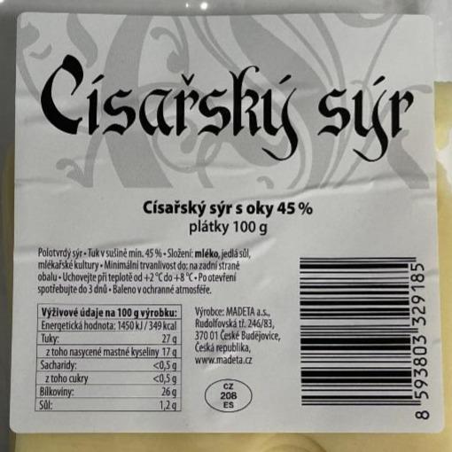 Fotografie - Císařský sýr s oky 45% Madeta