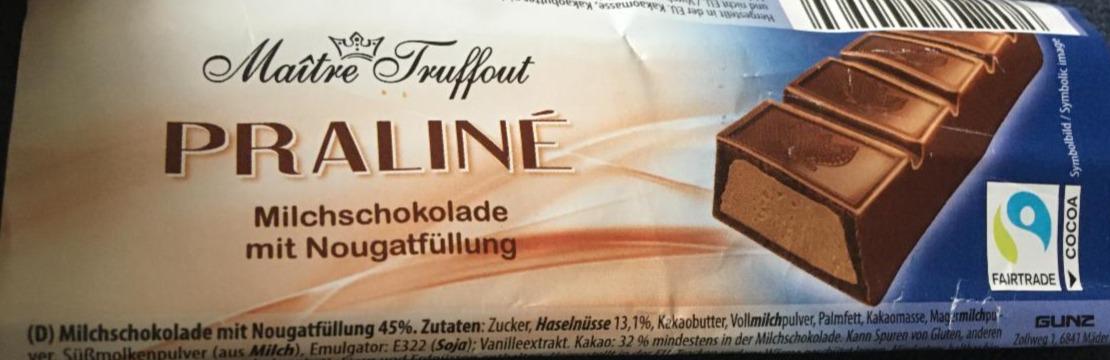 Fotografie - Milchschokolade mit Nougatfüllung Maitre Truffout