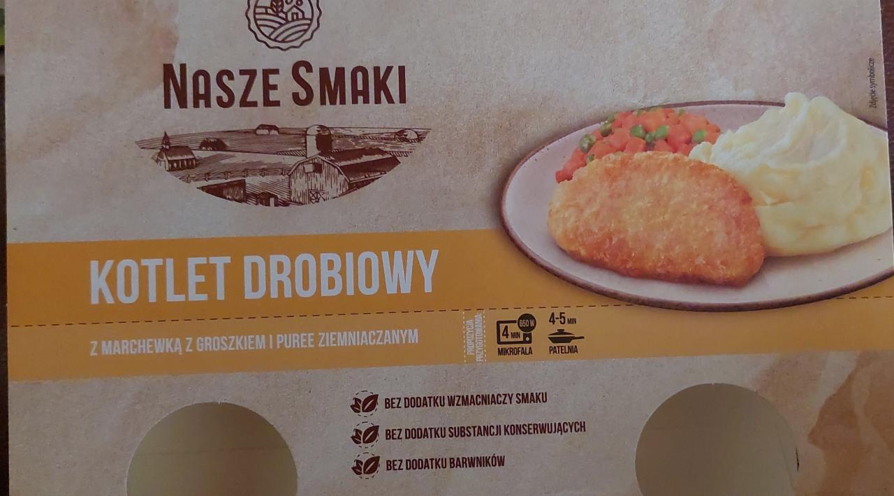 Fotografie - Kotlet drobiowy z marchewką z groszkiem i puree ziemniaczanym Nasze smaki