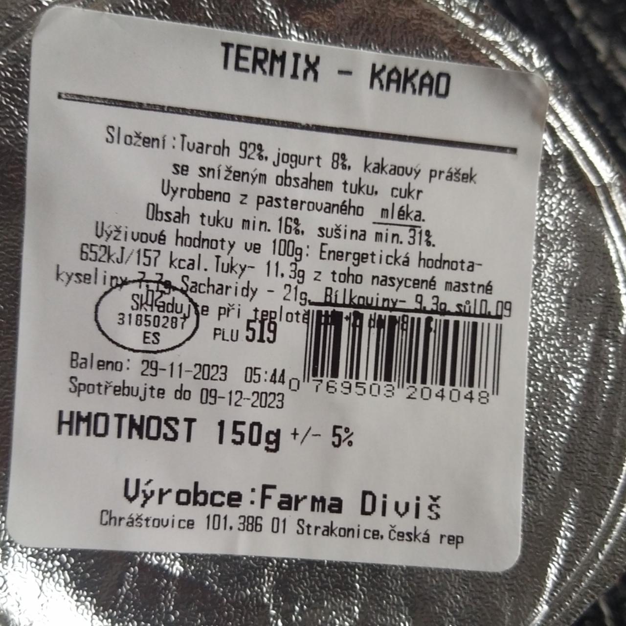 Fotografie - Termix Kakao Farma Diviš