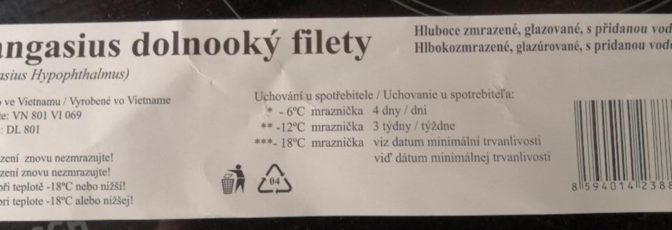 Fotografie - Pangasius dolnooký filety (hluboce zmrazené, glazované, s přidanou vodou)