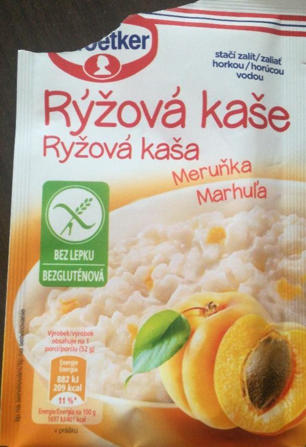 Fotografie - Rýžová kaše meruňka bez lepku Dr.Oetker