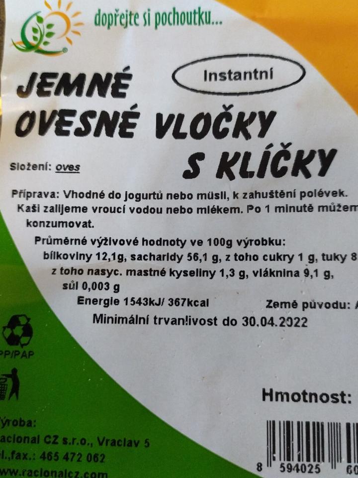 Fotografie - Jemné ovesné vločky s klíčky