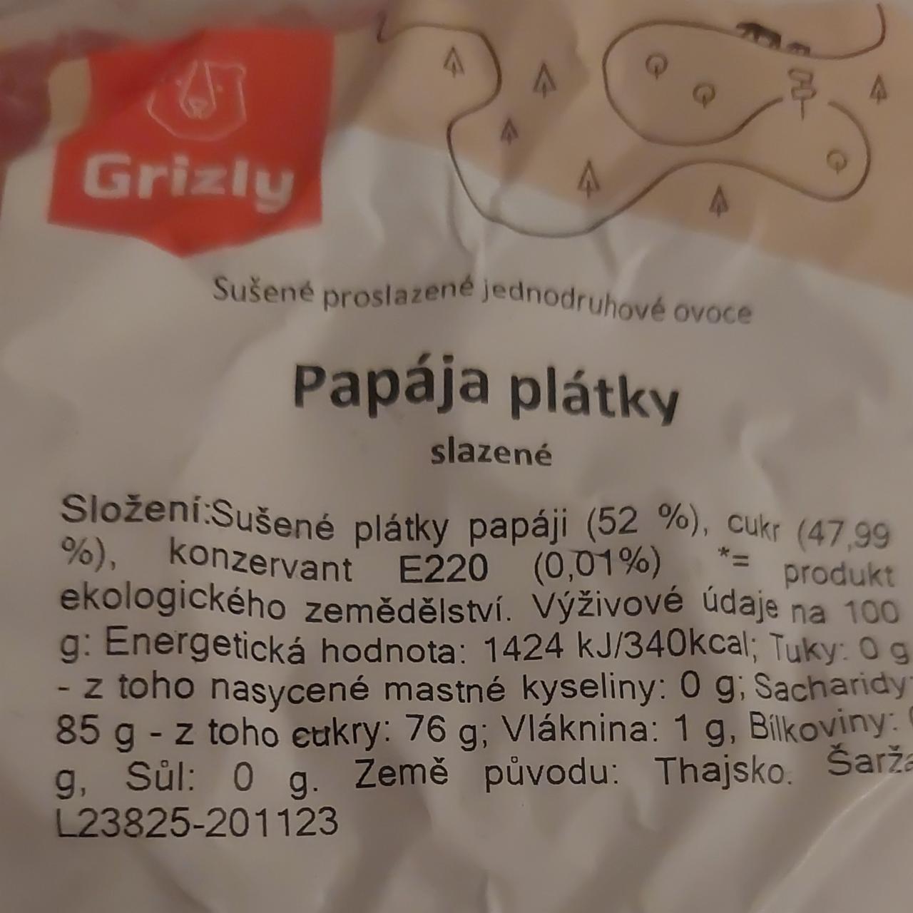 Fotografie - Papája plátky slazené Grizly