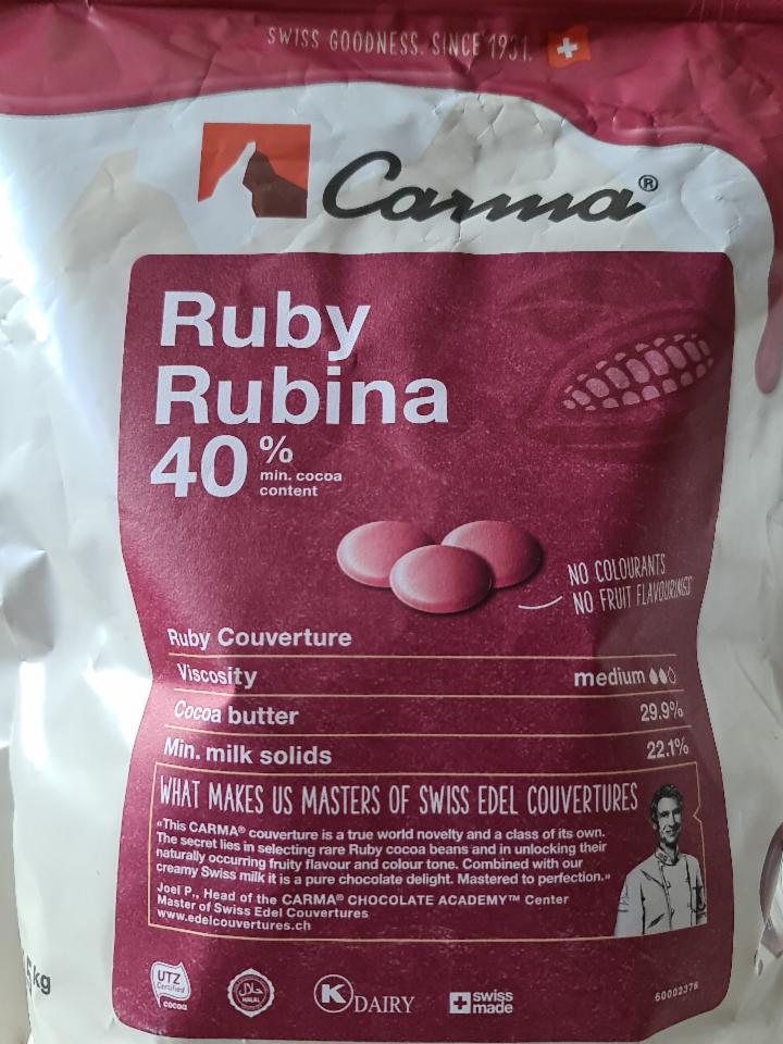 Fotografie - Ruby Rubina 40% cocoa Carma