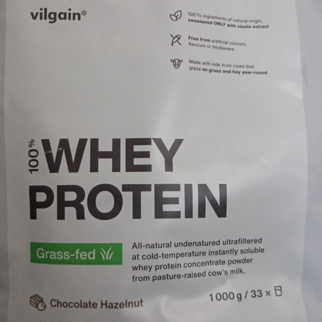 Fotografie - 100% Whey protein Grass-fed Chocolate Hazelnut Vilgain