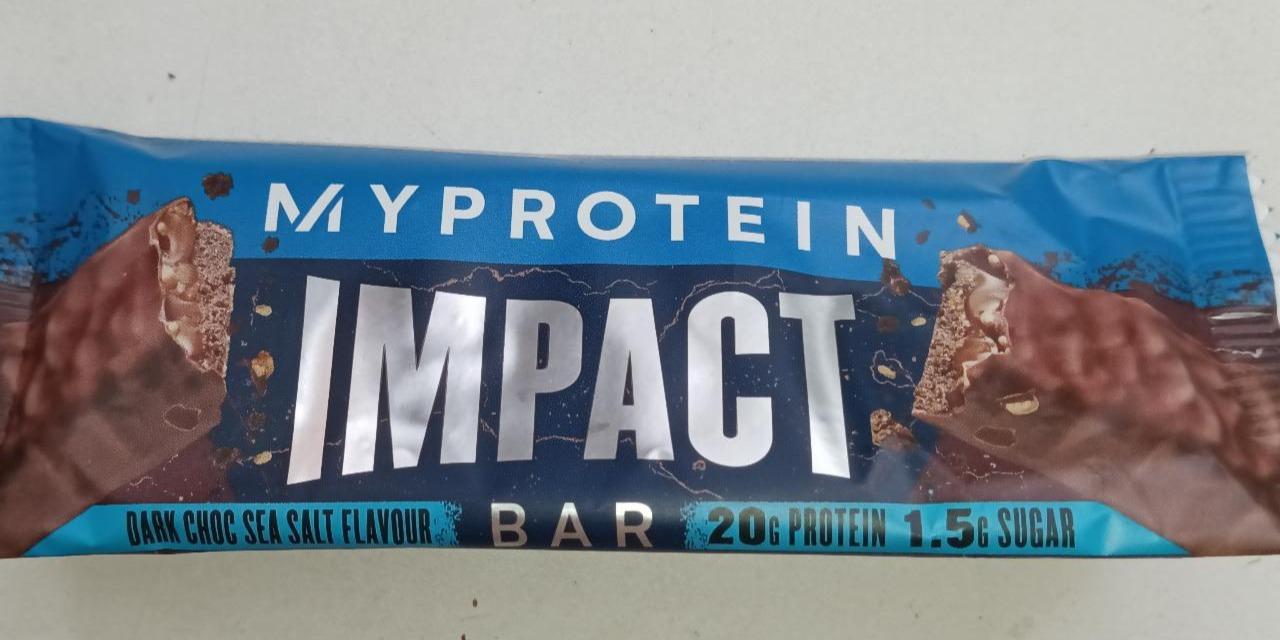 Fotografie - Impact protein bar dark choc sea salt Myprotein