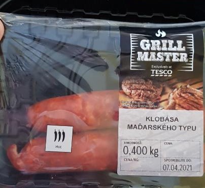 Fotografie - klobása maďarského typu Grill master Tesco