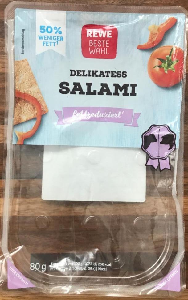 Fotografie - Delikatess Salami fettreduziert REWE Beste Wahl