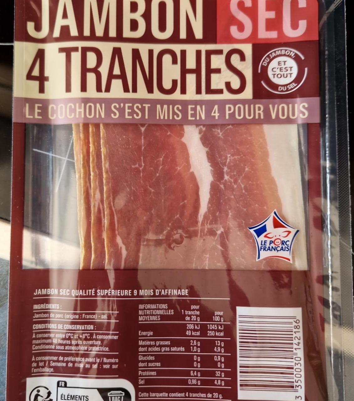 Fotografie - Jambon sec 4 tranches Monoprix