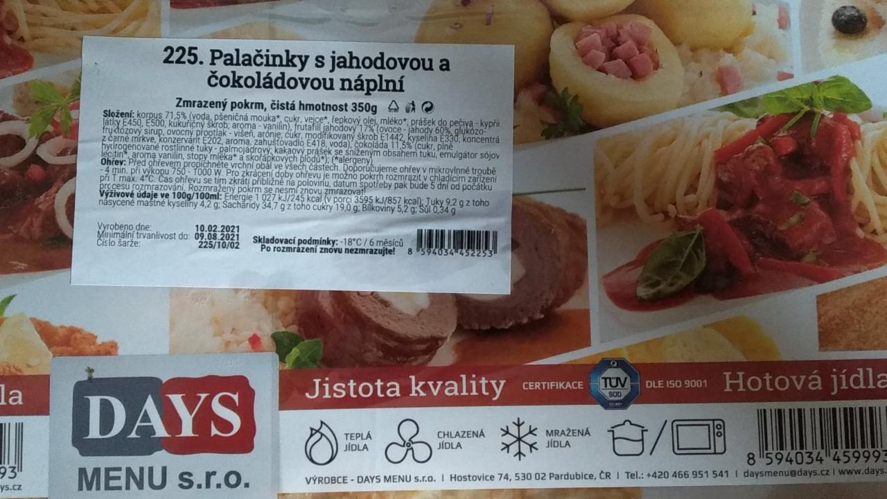 Fotografie - Palačinky s jahodovou a čokoládovou náplní Days Menu