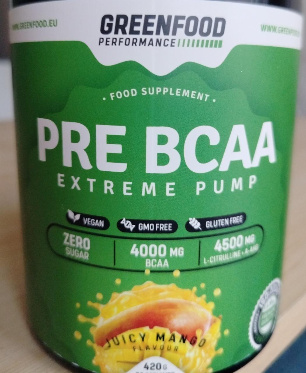 Fotografie - Performance Pre BCAA Juicy Mango GreenFood Nutrition