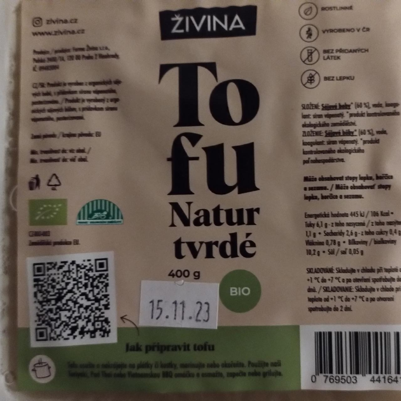 Fotografie - Tofu natur tvrdé Živina