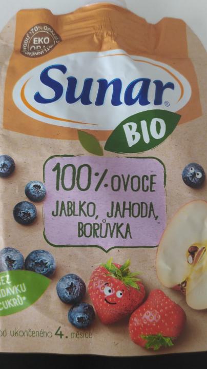 Fotografie - Bio 100% ovoce jablko, jahoda, borůvka Sunar