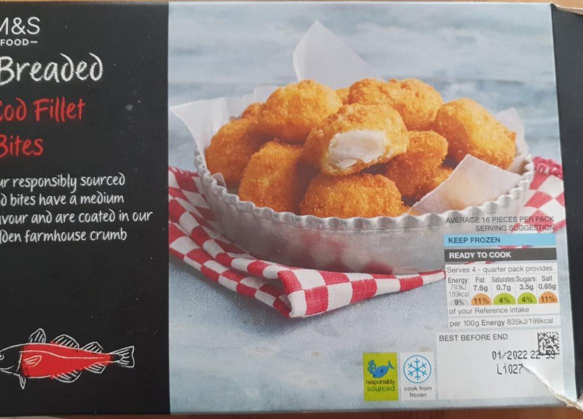 Fotografie - Breaded Cod Fillet Bites M&S Food