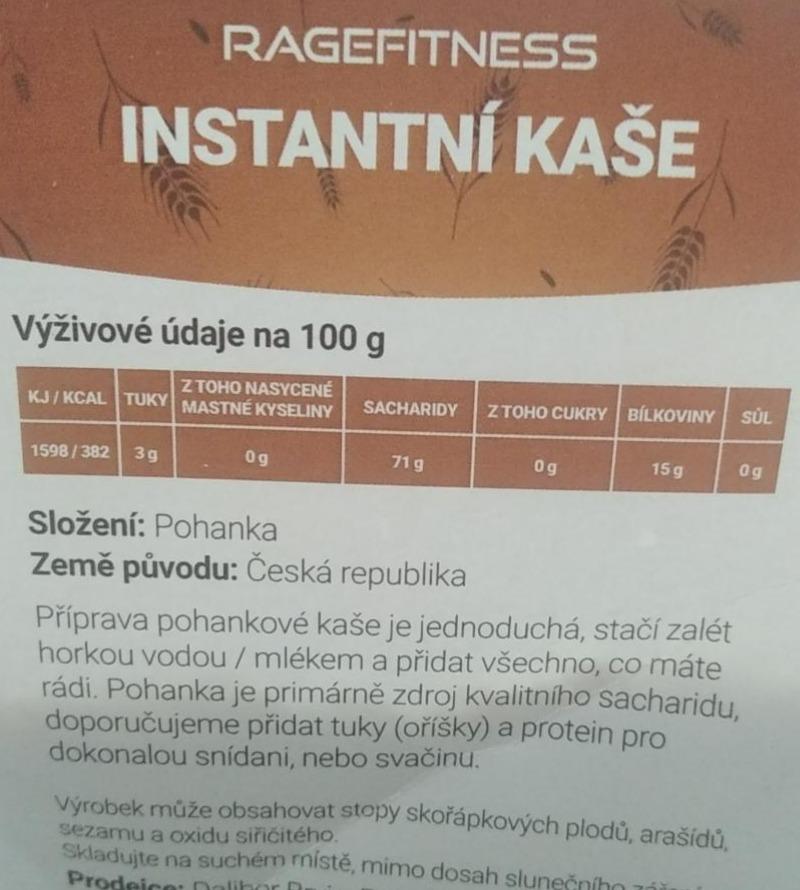 Fotografie - Instantní Pohanková kaše Ragefitness