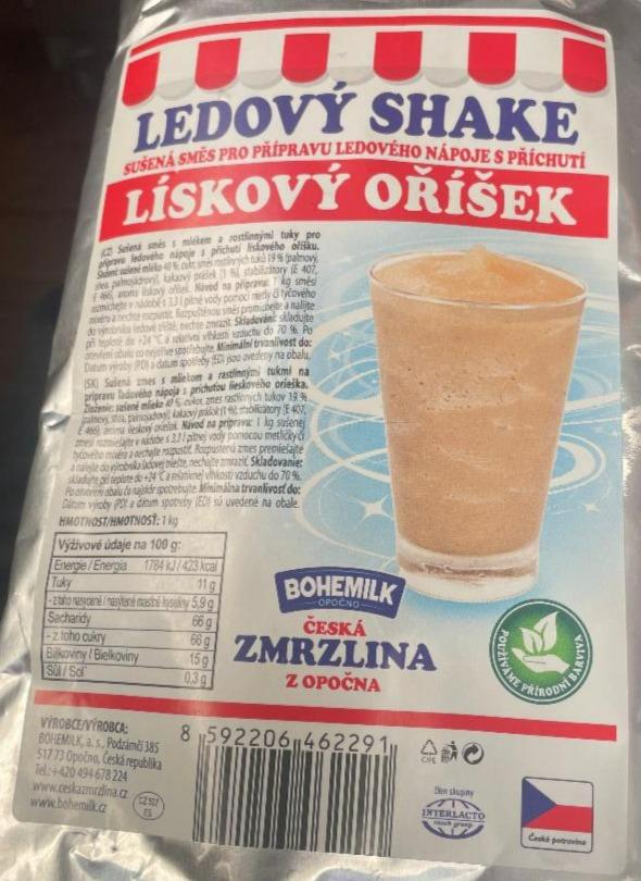 Fotografie - Česká zmrzlina z Opočna ledový shake lískový oříšek Bohemilk