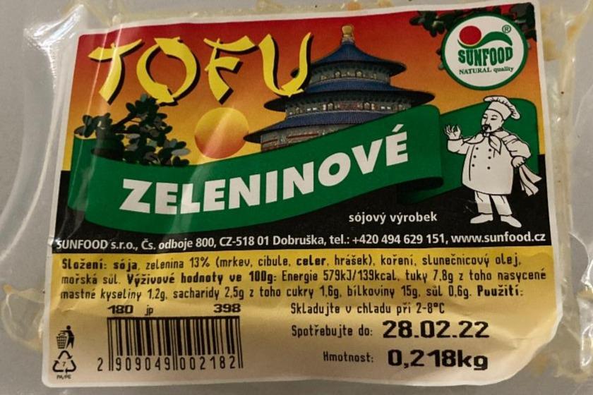 Fotografie - tofu zeleninové Sunfood