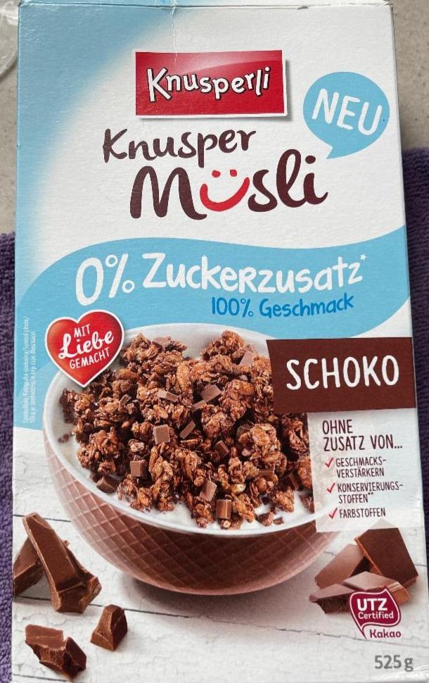 Fotografie - Knuspermüsli Schoko 0% Zuckerzusatz Knusperli