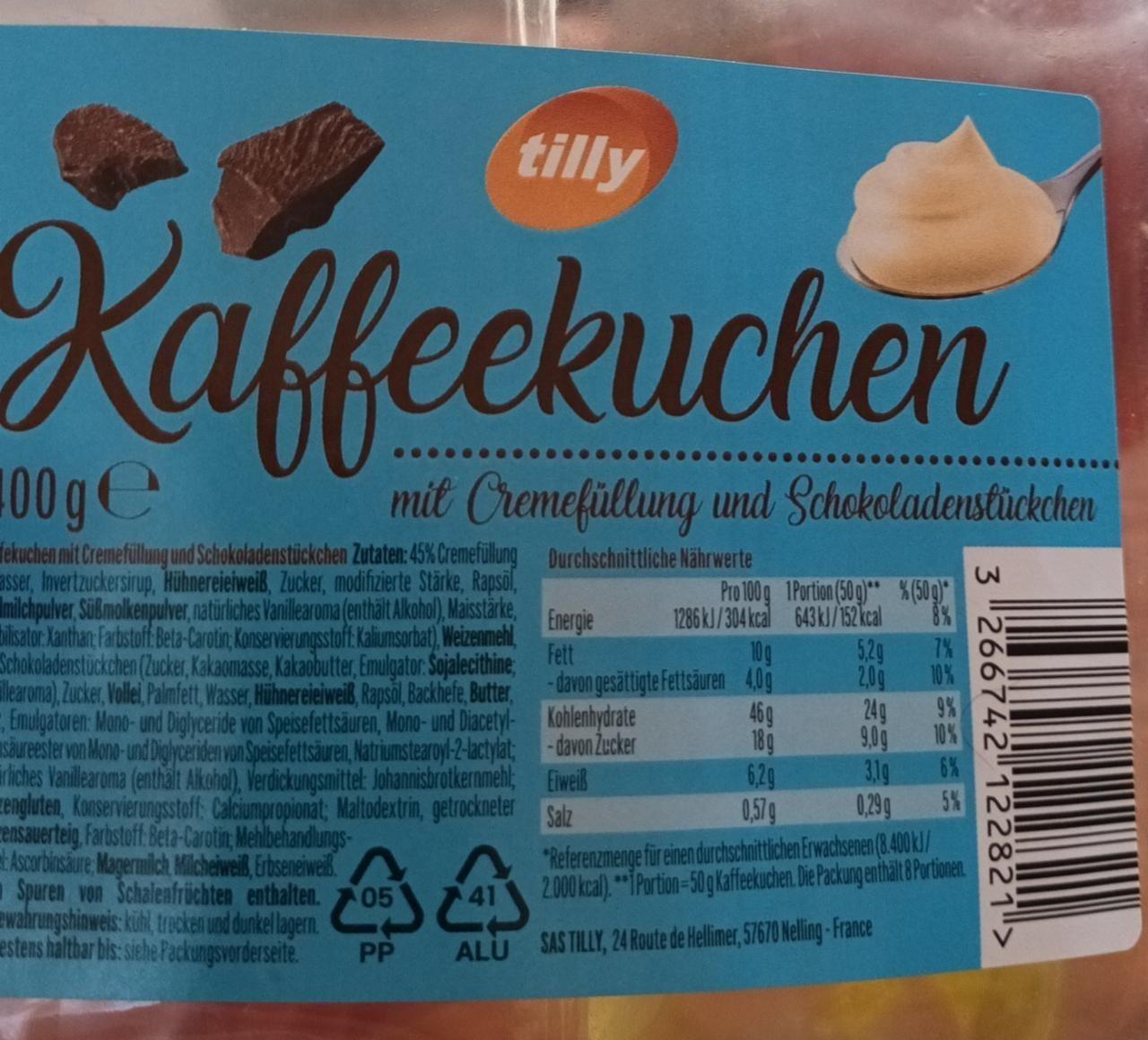 Fotografie - Kaffeekuchen mit Cremefüllung und Schokoladenstückchen Tilly