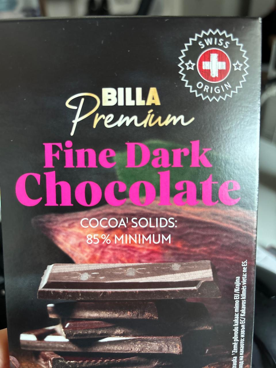 Fotografie - Premium fine dark chocolate 85% Billa