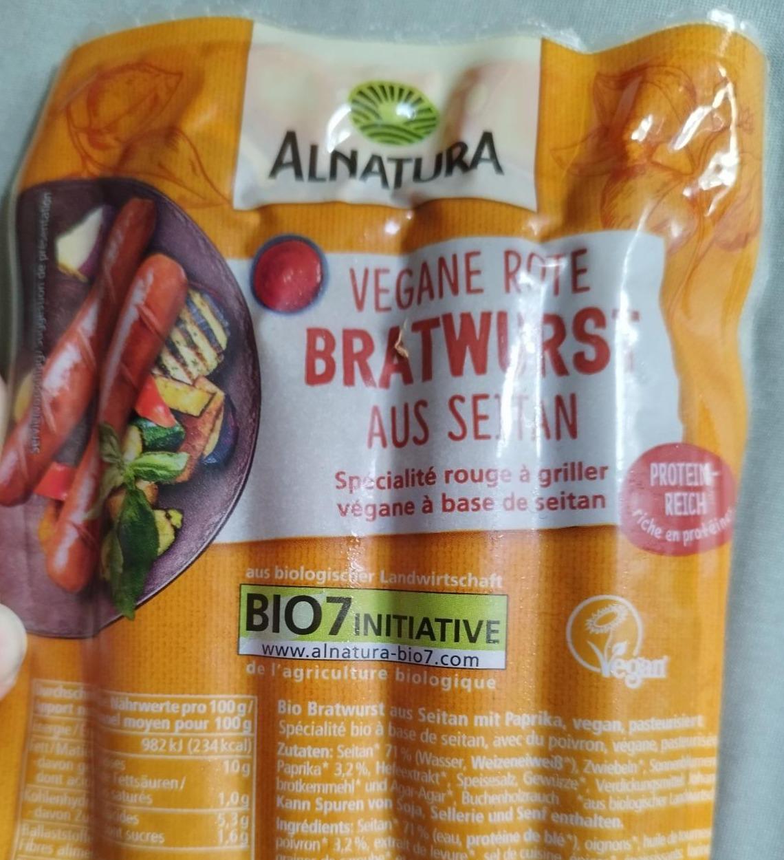 Fotografie - Vegan Rote Bratwurst aus Seitan Alnatura