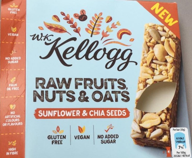 Fotografie - Raw fruits, nuts & oats sunflower & chia seeds W. K. Kellogg