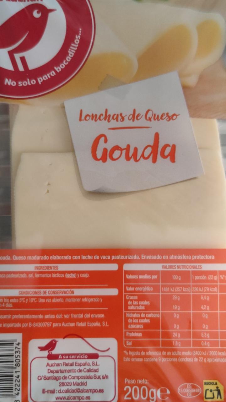 Fotografie - Lonchas de Queso Gouda Auchan