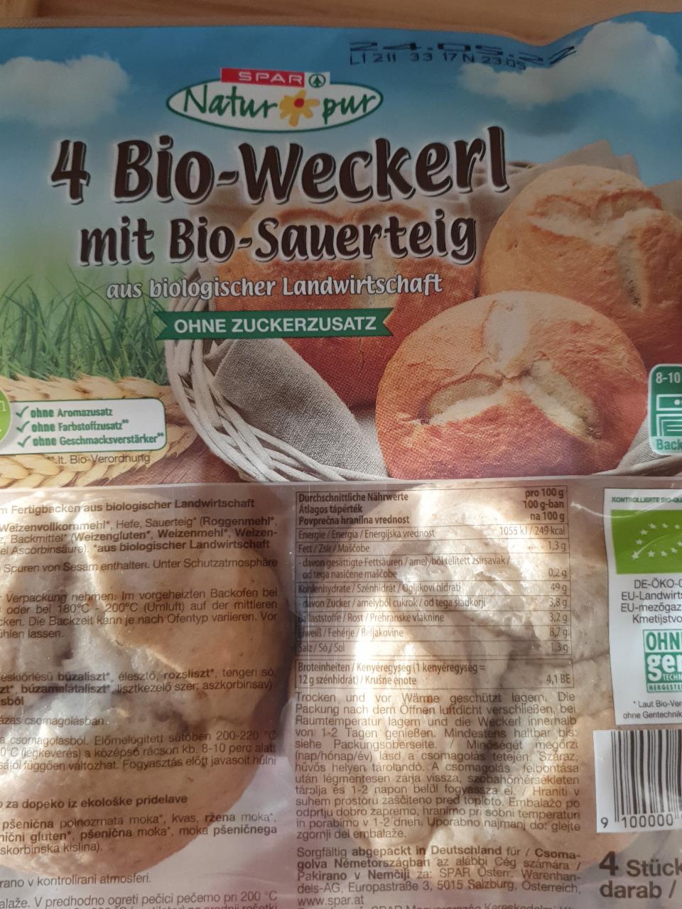 Fotografie - 4 Bio-Wecker mit Bio-Sauerteig Spar Natur Pur