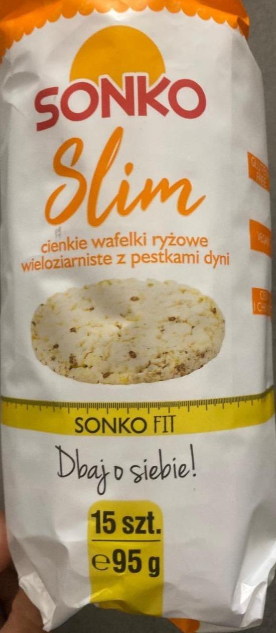 Fotografie - Cienki wafelki ryżowe wieloziarniste z pestkami dyni Sonko slim