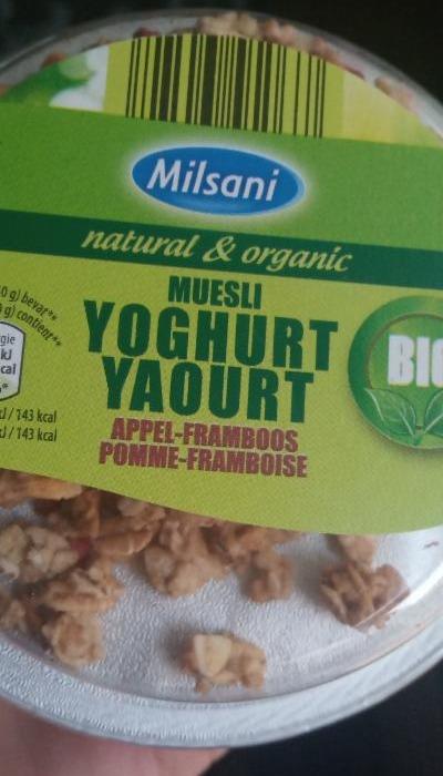 Fotografie - Bio Muesli yoghurt Apple-Framboos Milsani