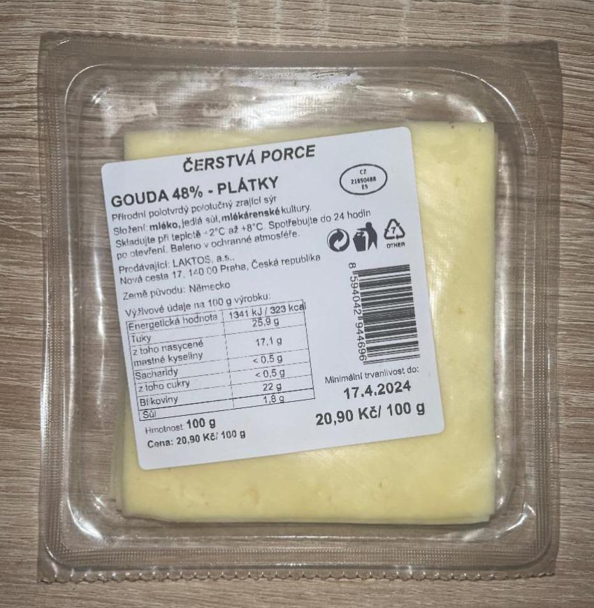 Fotografie - Gouda 48% plátky Čerstvá porce