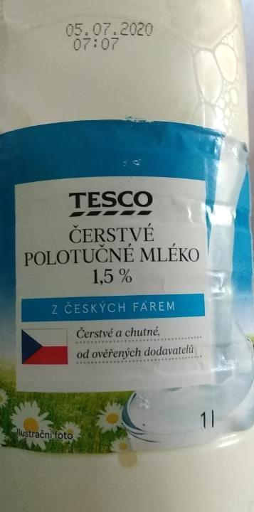 Fotografie - Čerstvé mléko polotučné 1,5% Tesco