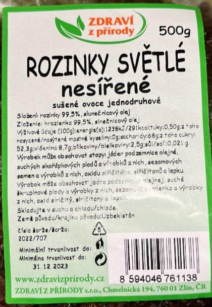 Fotografie - Rozinky světlé nesířené Zdraví z přírody