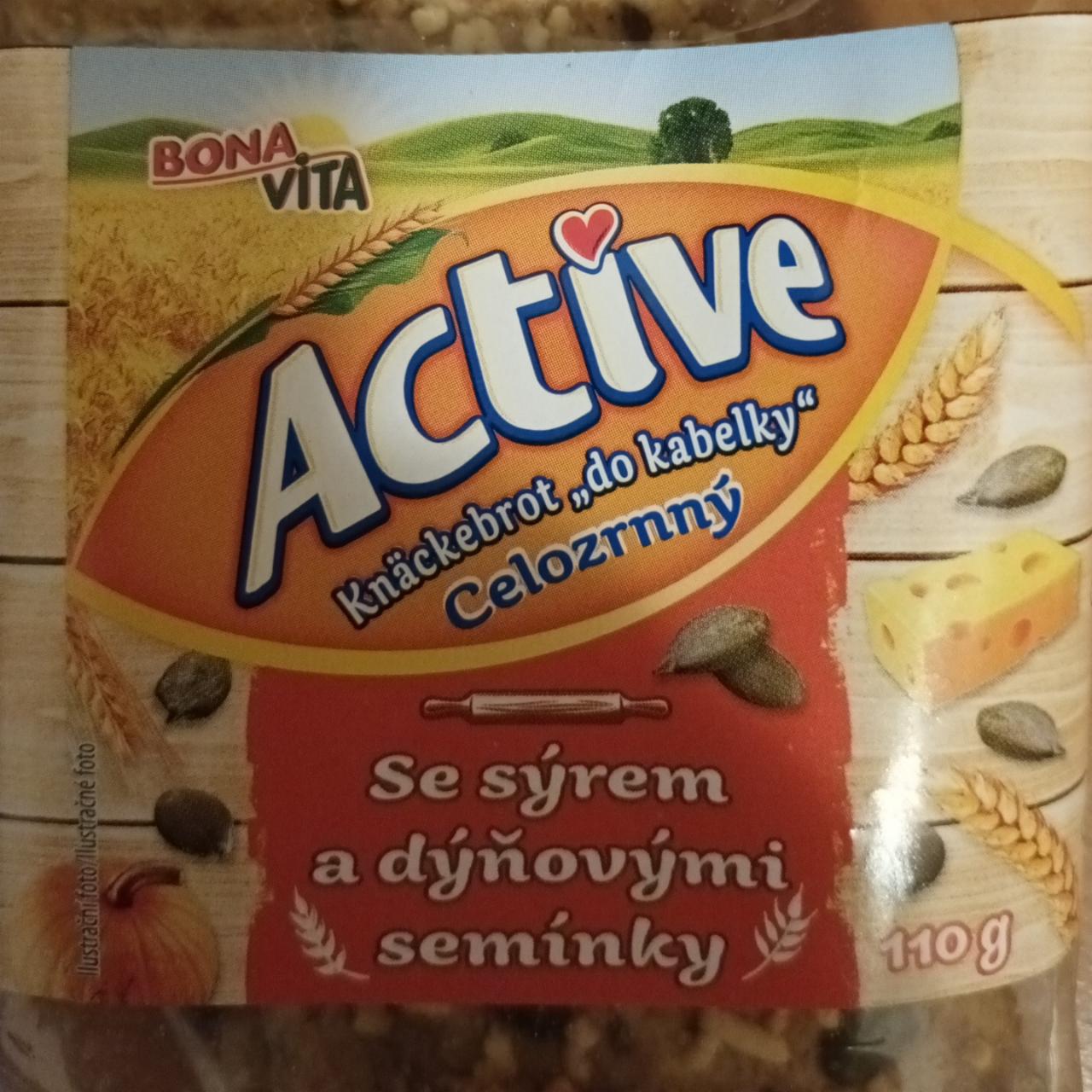 Fotografie - Active Knäckebrot 'do kabelky' celozrnný se sýrem a dýňovým semínkem Bonavita